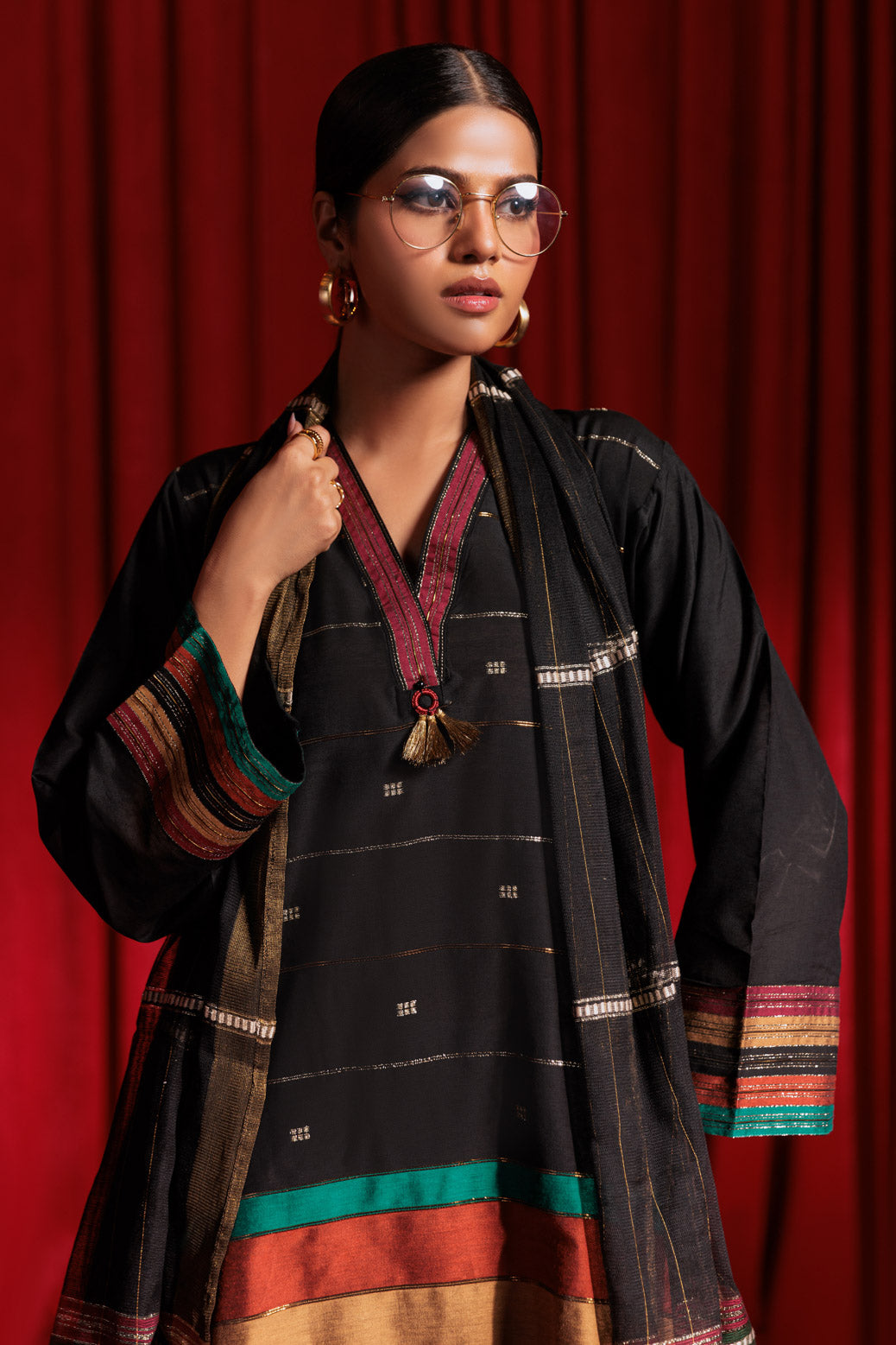 Bonanza Satrangi | Black Yarn 3 Piece (WS5243P01) -  Bonanza Satrangi Ready To Wear - Original Designer Dress - House of Maryam
