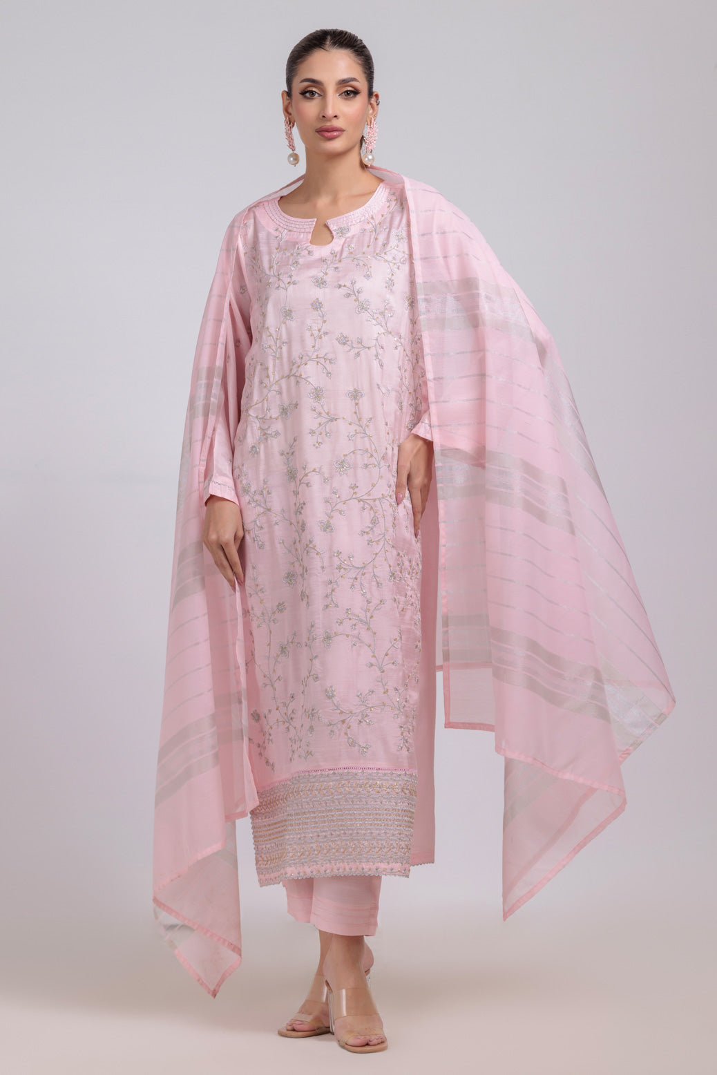 Bonanza Satrangi | Pink Silk 3 Piece (WS5243P08) -  Bonanza Satrangi Ready To Wear - Original Designer Dress - House of Maryam