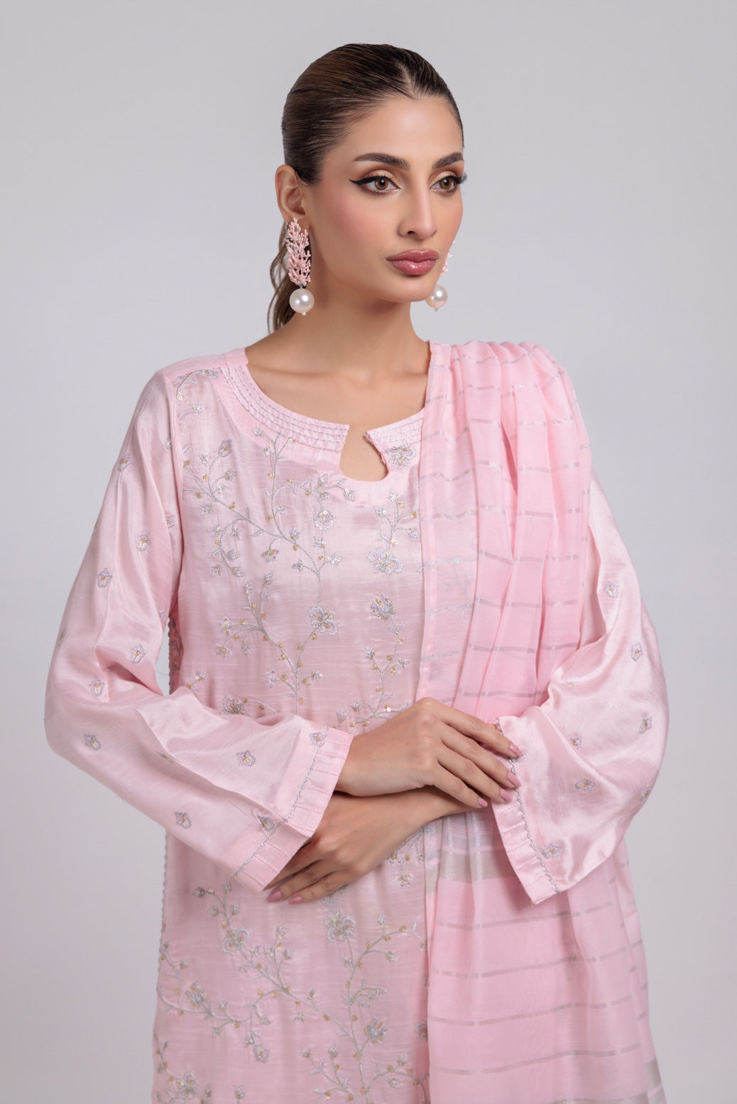 Bonanza Satrangi | Pink Silk 3 Piece (WS5243P08) -  Bonanza Satrangi Ready To Wear - Original Designer Dress - House of Maryam