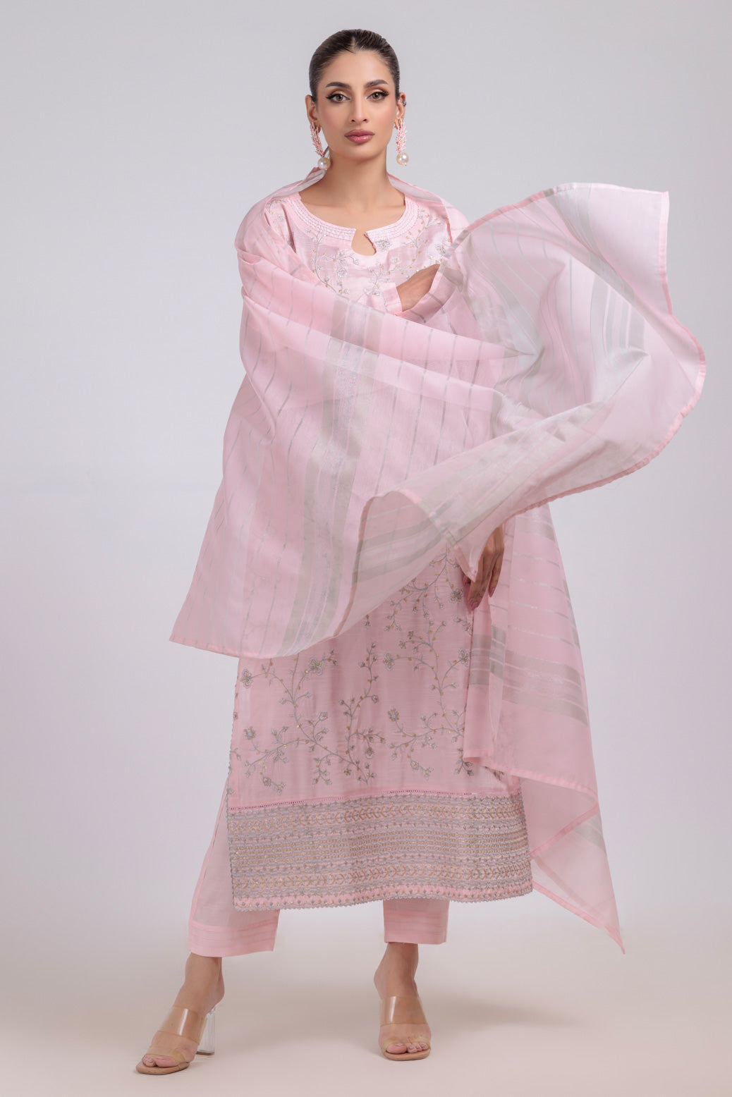 Bonanza Satrangi | Pink Silk 3 Piece (WS5243P08) -  Bonanza Satrangi Ready To Wear - Original Designer Dress - House of Maryam