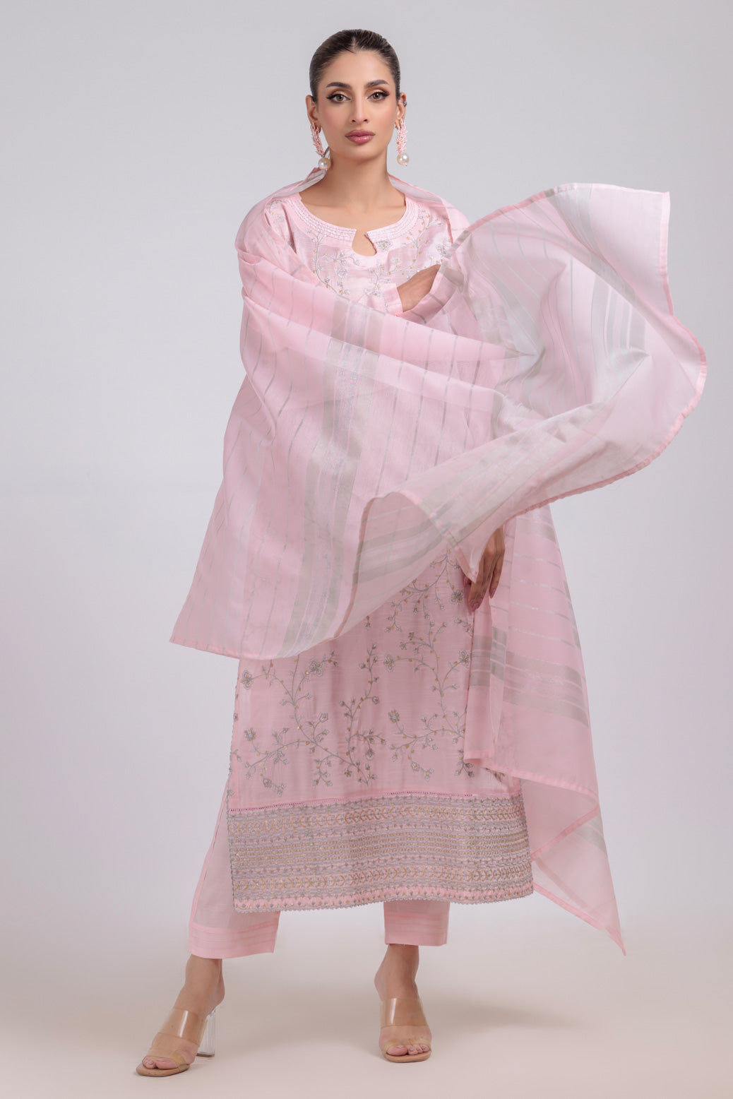 Bonanza Satrangi | Pink Silk 3 Piece (WS5243P08) -  Bonanza Satrangi Ready To Wear - Original Designer Dress - House of Maryam