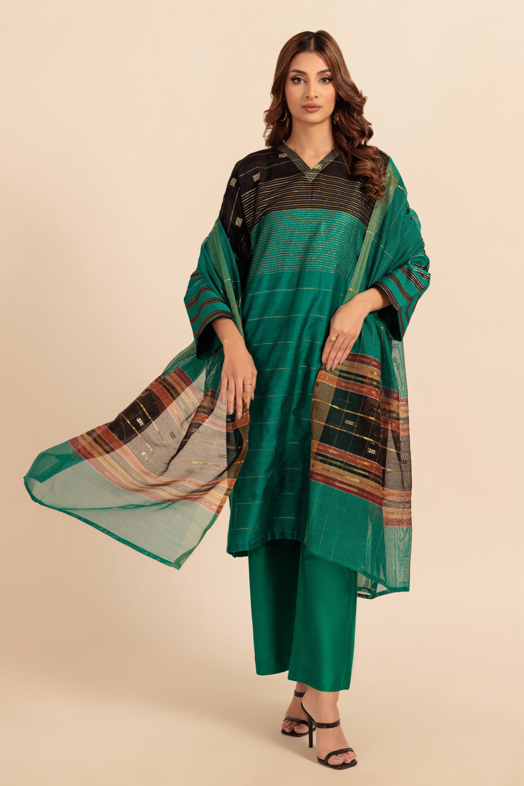 Bonanza Satrangi | Green Khaddi 3 Piece (WS5243P12) -  Bonanza Satrangi Ready To Wear - Original Designer Dress - House of Maryam