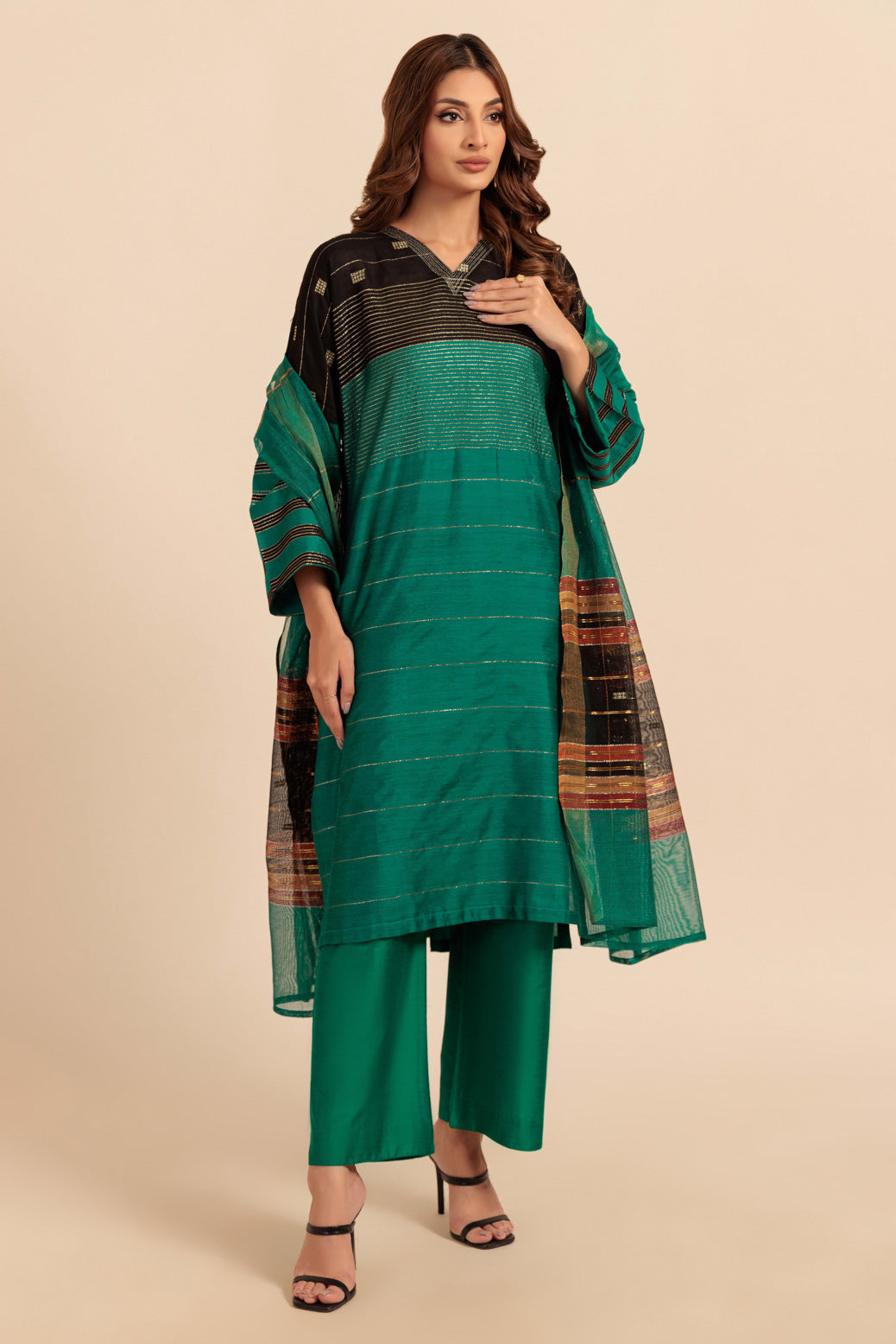 Bonanza Satrangi | Green Khaddi 3 Piece (WS5243P12) -  Bonanza Satrangi Ready To Wear - Original Designer Dress - House of Maryam