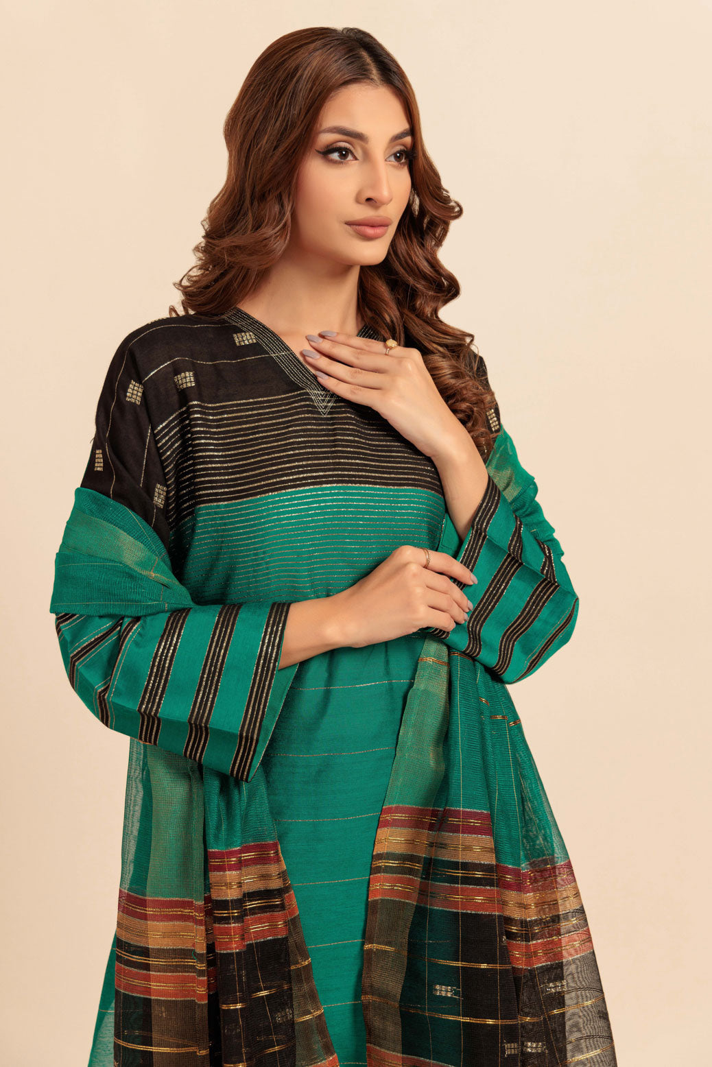 Bonanza Satrangi | Green Khaddi 3 Piece (WS5243P12) -  Bonanza Satrangi Ready To Wear - Original Designer Dress - House of Maryam