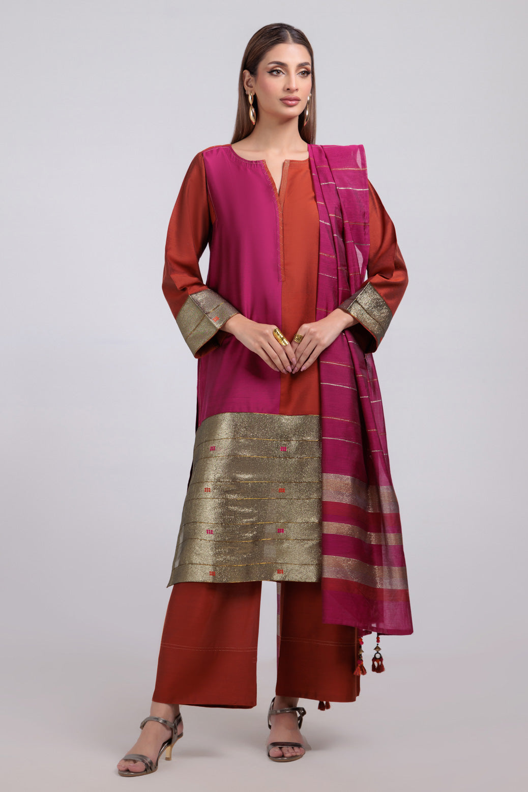 Bonanza Satrangi | Rust Yarn 3 Piece (WS5243P15) -  Bonanza Satrangi Ready To Wear - Original Designer Dress - House of Maryam