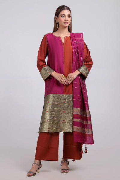 Bonanza Satrangi | Rust Yarn 3 Piece (WS5243P15) -  Bonanza Satrangi Ready To Wear - Original Designer Dress - House of Maryam
