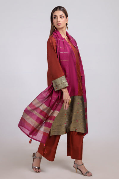 Bonanza Satrangi | Rust Yarn 3 Piece (WS5243P15) -  Bonanza Satrangi Ready To Wear - Original Designer Dress - House of Maryam