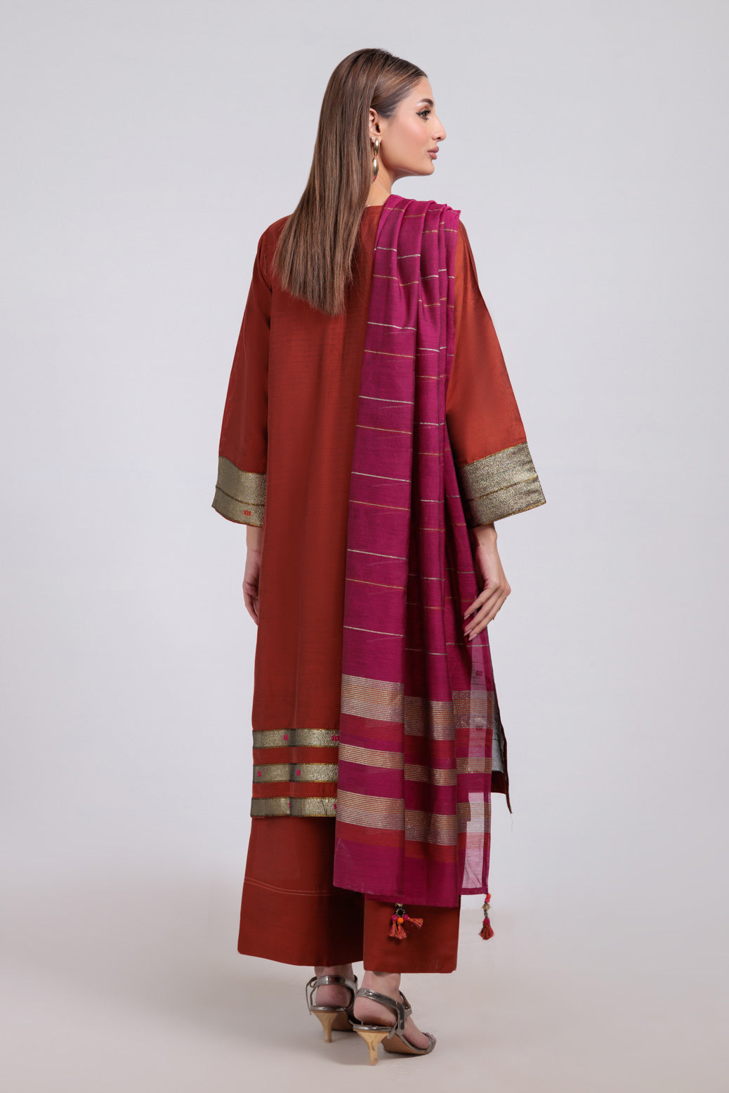Bonanza Satrangi | Rust Yarn 3 Piece (WS5243P15) -  Bonanza Satrangi Ready To Wear - Original Designer Dress - House of Maryam