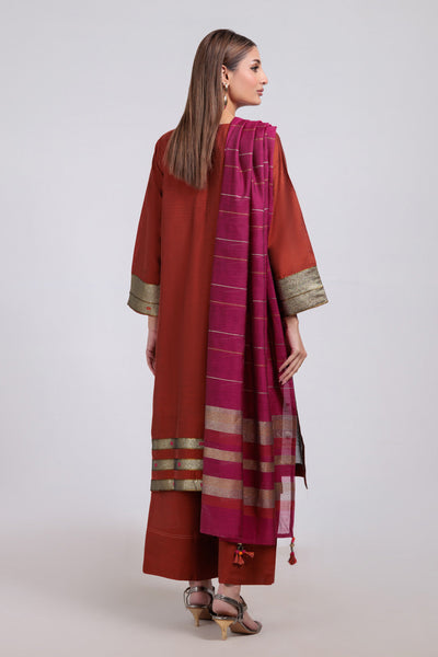 Bonanza Satrangi | Rust Yarn 3 Piece (WS5243P15) -  Bonanza Satrangi Ready To Wear - Original Designer Dress - House of Maryam