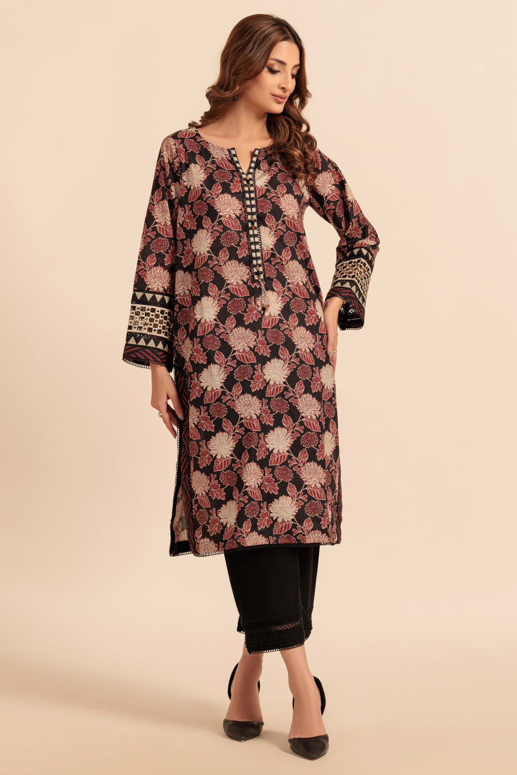 Bonanza Satrangi | Black Khaddar 2 Piece (WS6242P01) -  Bonanza Satrangi Ready To Wear - Original Designer Dress - House of Maryam