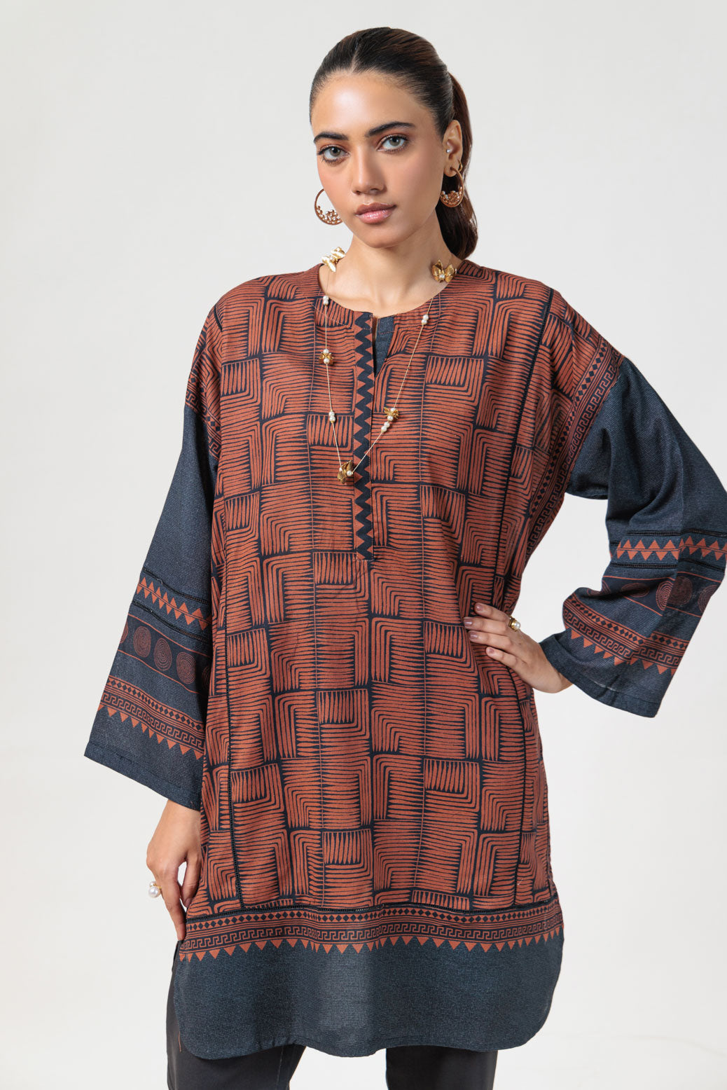 Bonanza Satrangi | Brown Khaddar 2 Piece (WS6242P07) -  Bonanza Satrangi Ready To Wear - Original Designer Dress - House of Maryam