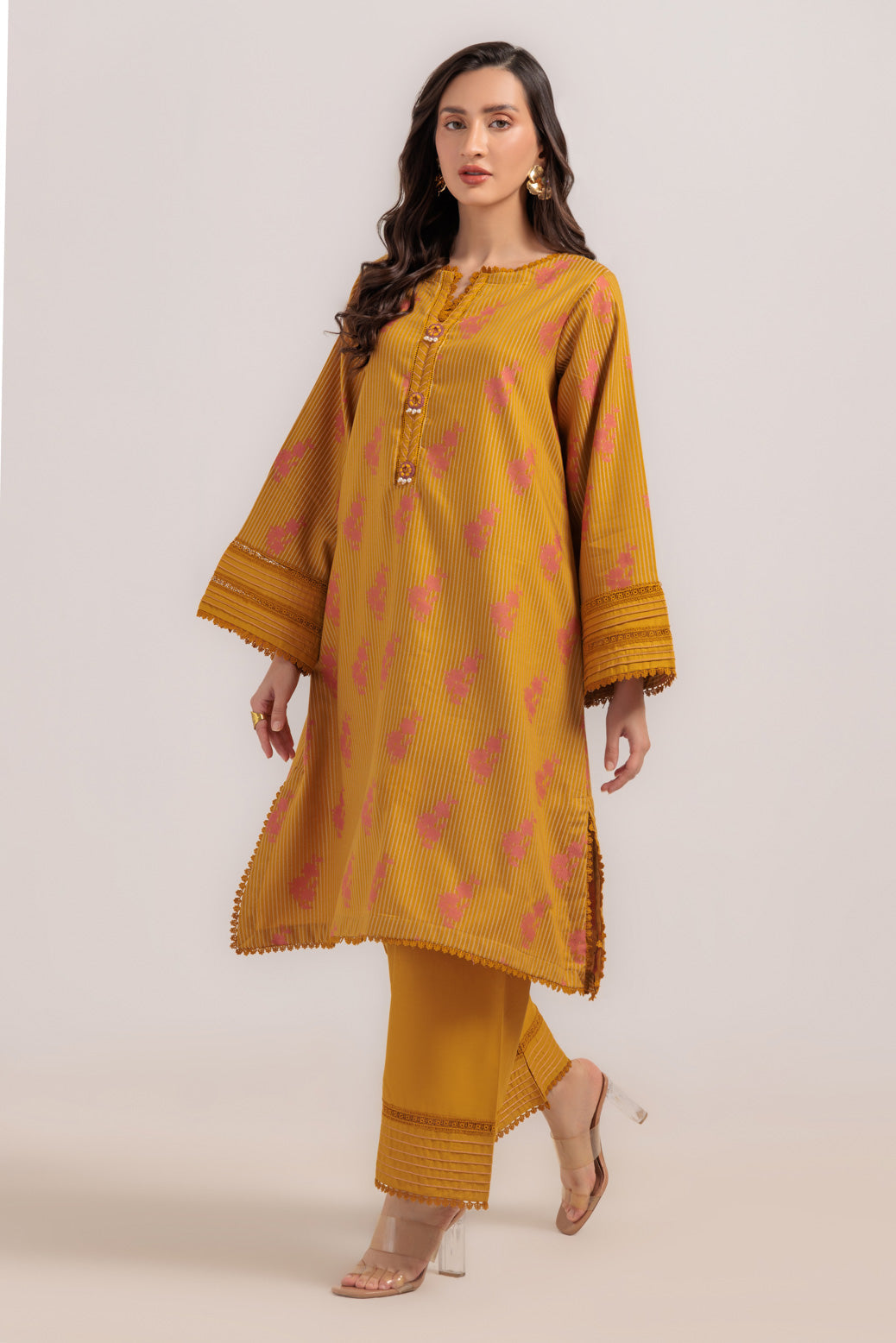 Bonanza Satrangi | Mustard Jacquard 2 Piece (WS6242P14) -  Bonanza Satrangi Ready To Wear - Original Designer Dress - House of Maryam