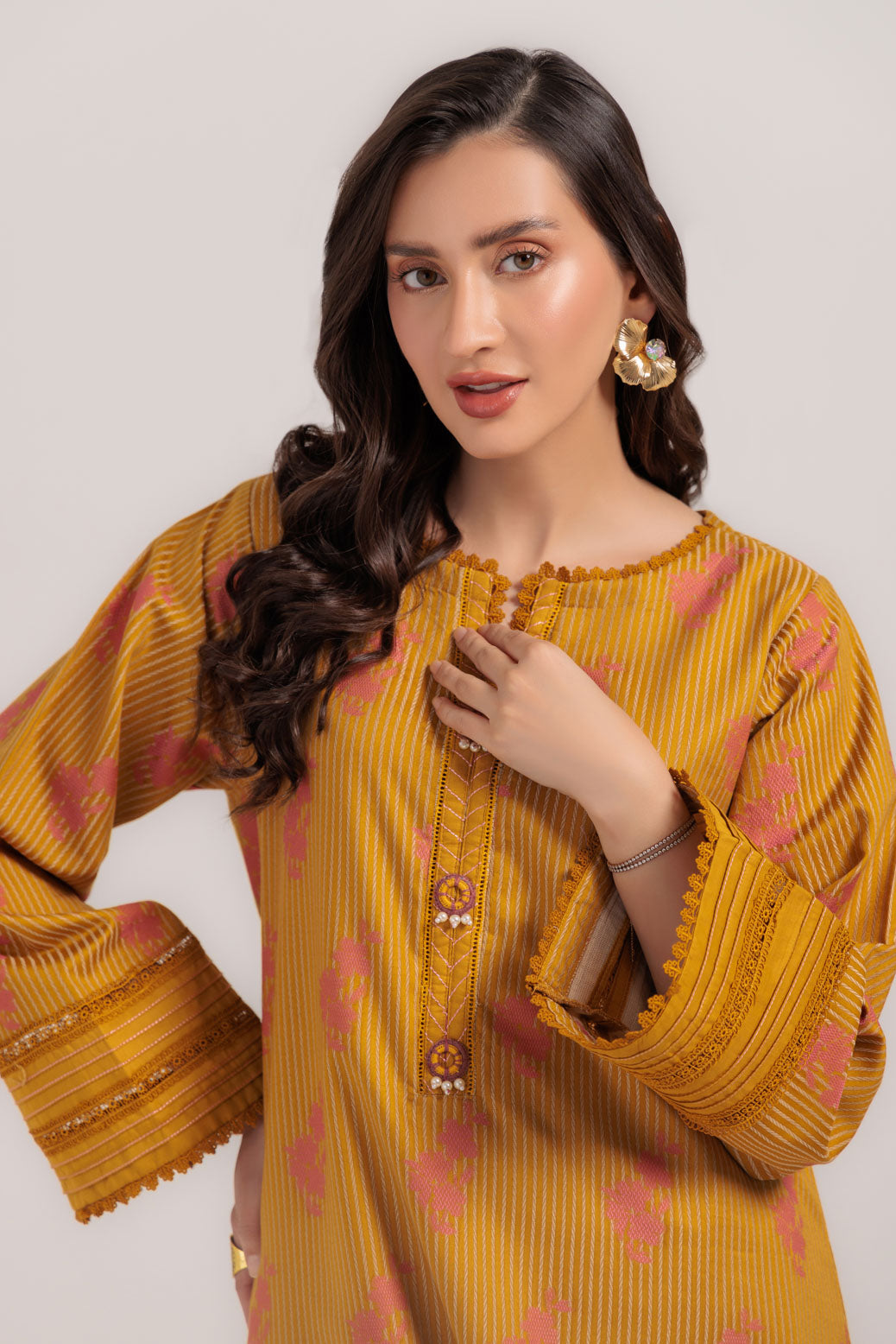 Bonanza Satrangi | Mustard Jacquard 2 Piece (WS6242P14) -  Bonanza Satrangi Ready To Wear - Original Designer Dress - House of Maryam