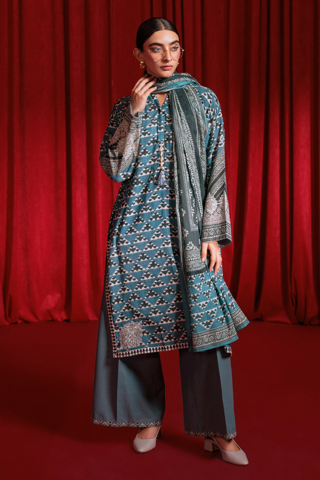 Bonanza Satrangi | Teal Cotton Double 3 Piece (WS6243P05) -  Bonanza Satrangi Ready To Wear - Original Designer Dress - House of Maryam