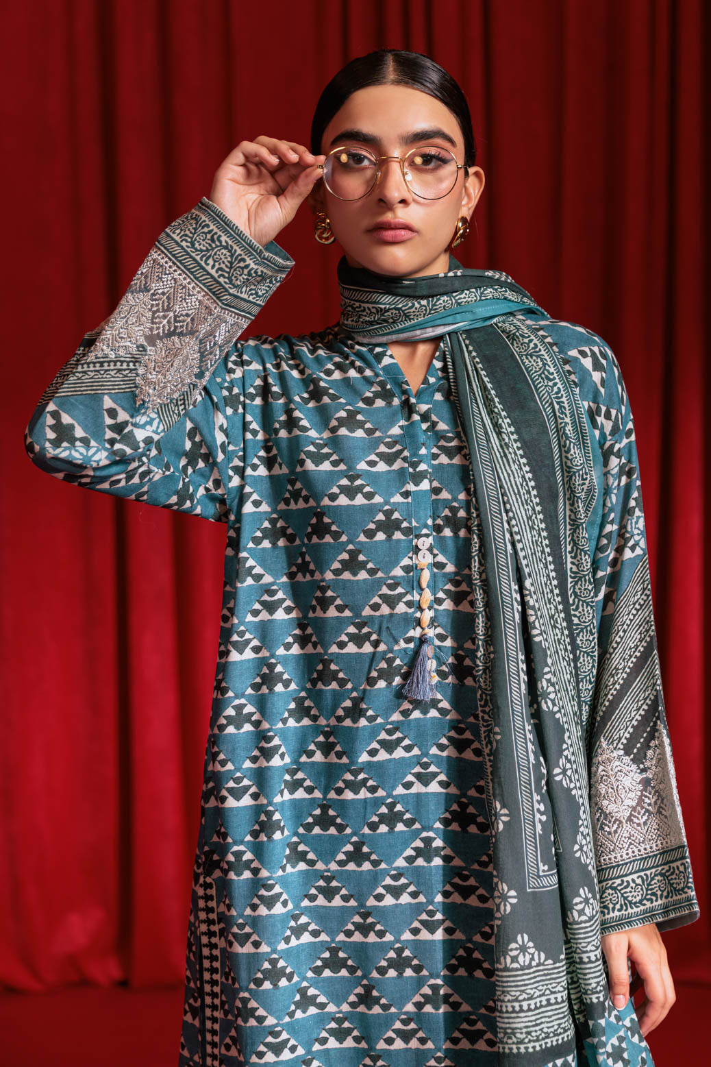 Bonanza Satrangi | Teal Cotton Double 3 Piece (WS6243P05) -  Bonanza Satrangi Ready To Wear - Original Designer Dress - House of Maryam