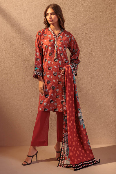 Bonanza Satrangi | Maroon Double Cotton 3 Piece (WS6243P13) -  Bonanza Satrangi Ready To Wear - Original Designer Dress - House of Maryam