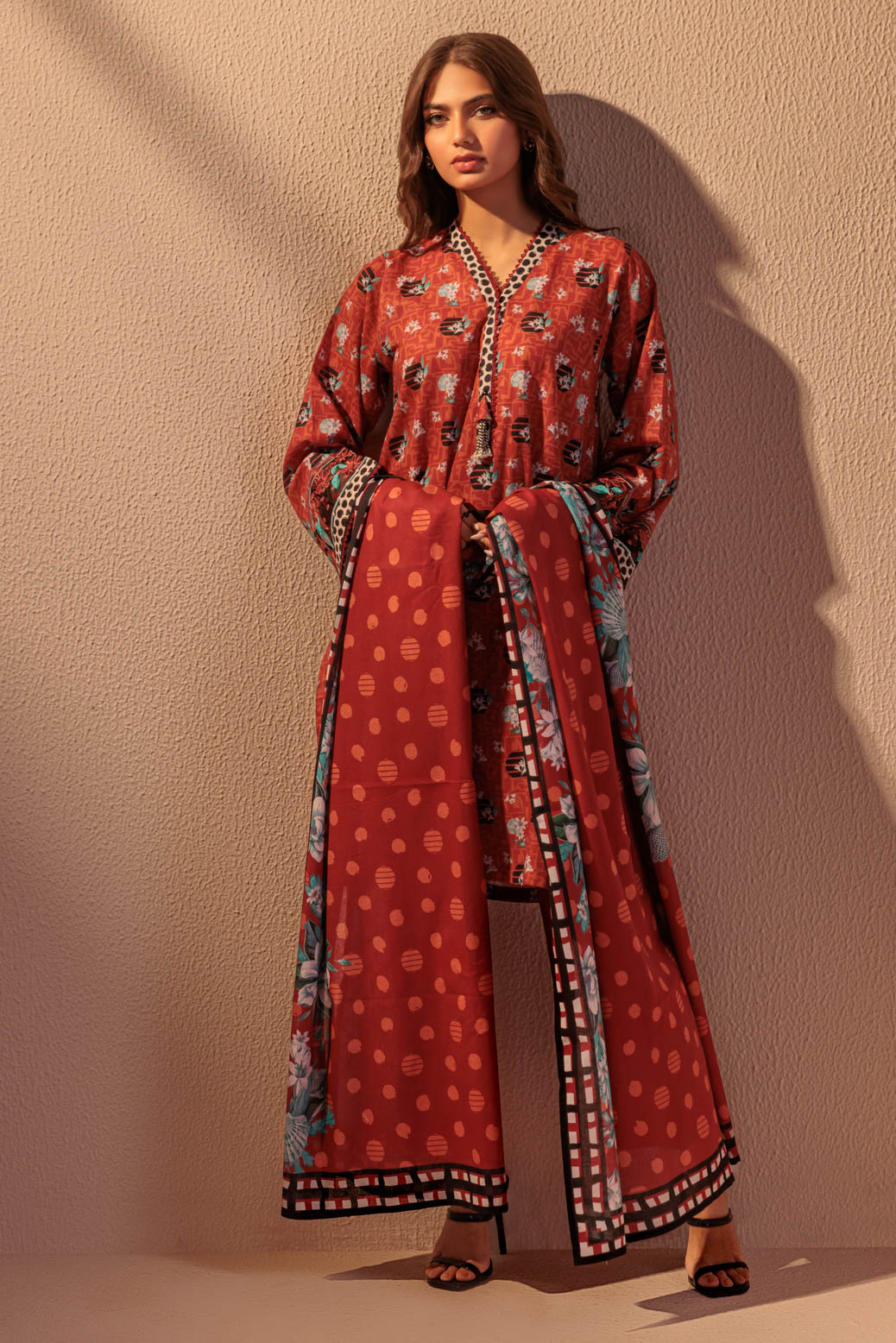 Bonanza Satrangi | Maroon Double Cotton 3 Piece (WS6243P13) -  Bonanza Satrangi Ready To Wear - Original Designer Dress - House of Maryam