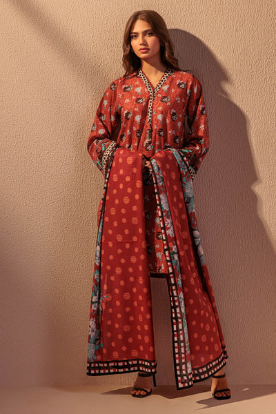 Bonanza Satrangi | Maroon Double Cotton 3 Piece (WS6243P13) -  Bonanza Satrangi Ready To Wear - Original Designer Dress - House of Maryam