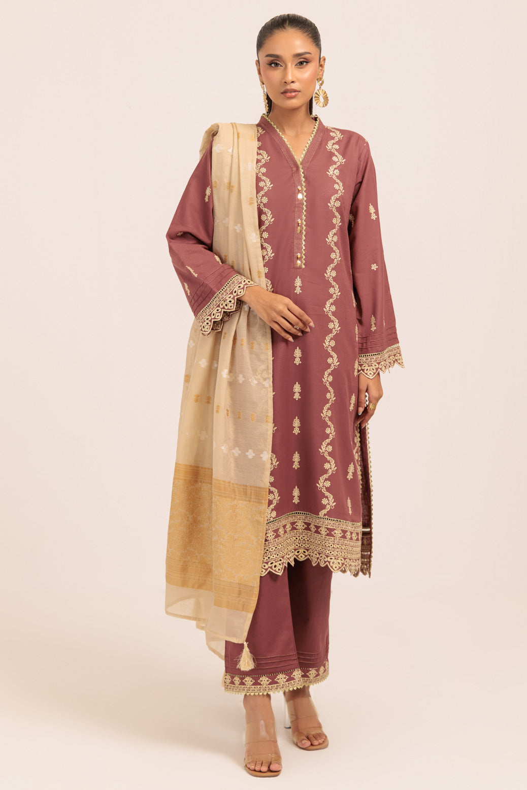 Bonanza Satrangi | Maroon Khaddar 3 Piece (WS6243P21) -  Bonanza Satrangi Ready To Wear - Original Designer Dress - House of Maryam