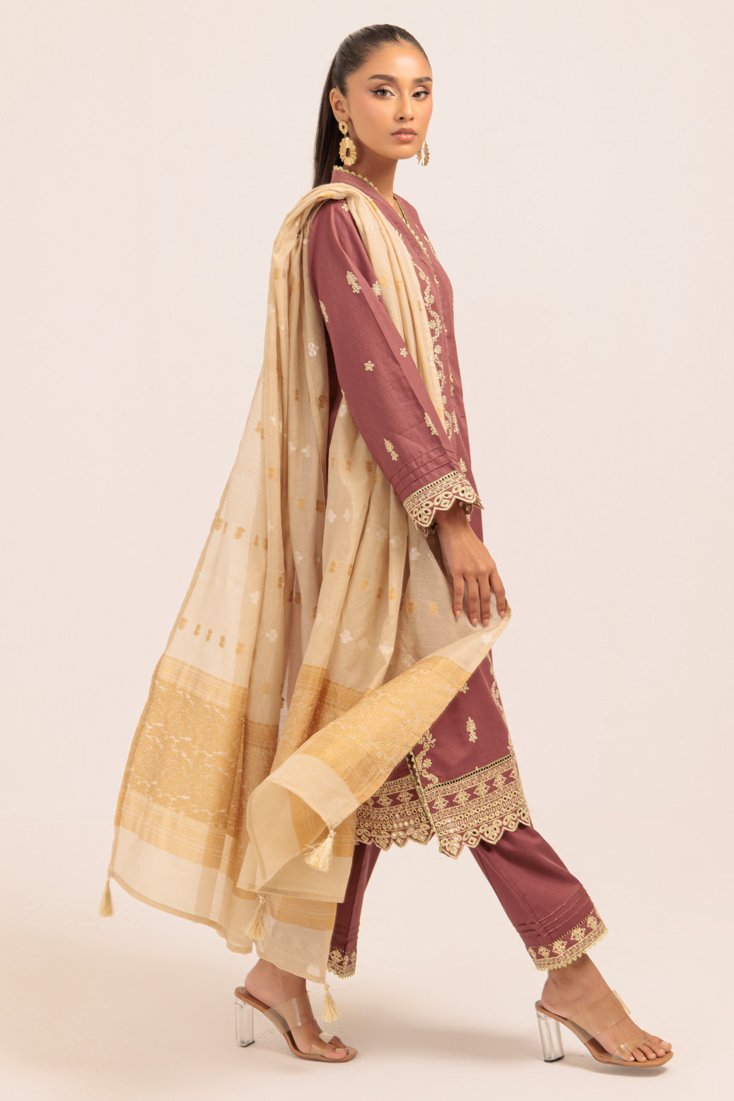 Bonanza Satrangi | Maroon Khaddar 3 Piece (WS6243P21) -  Bonanza Satrangi Ready To Wear - Original Designer Dress - House of Maryam