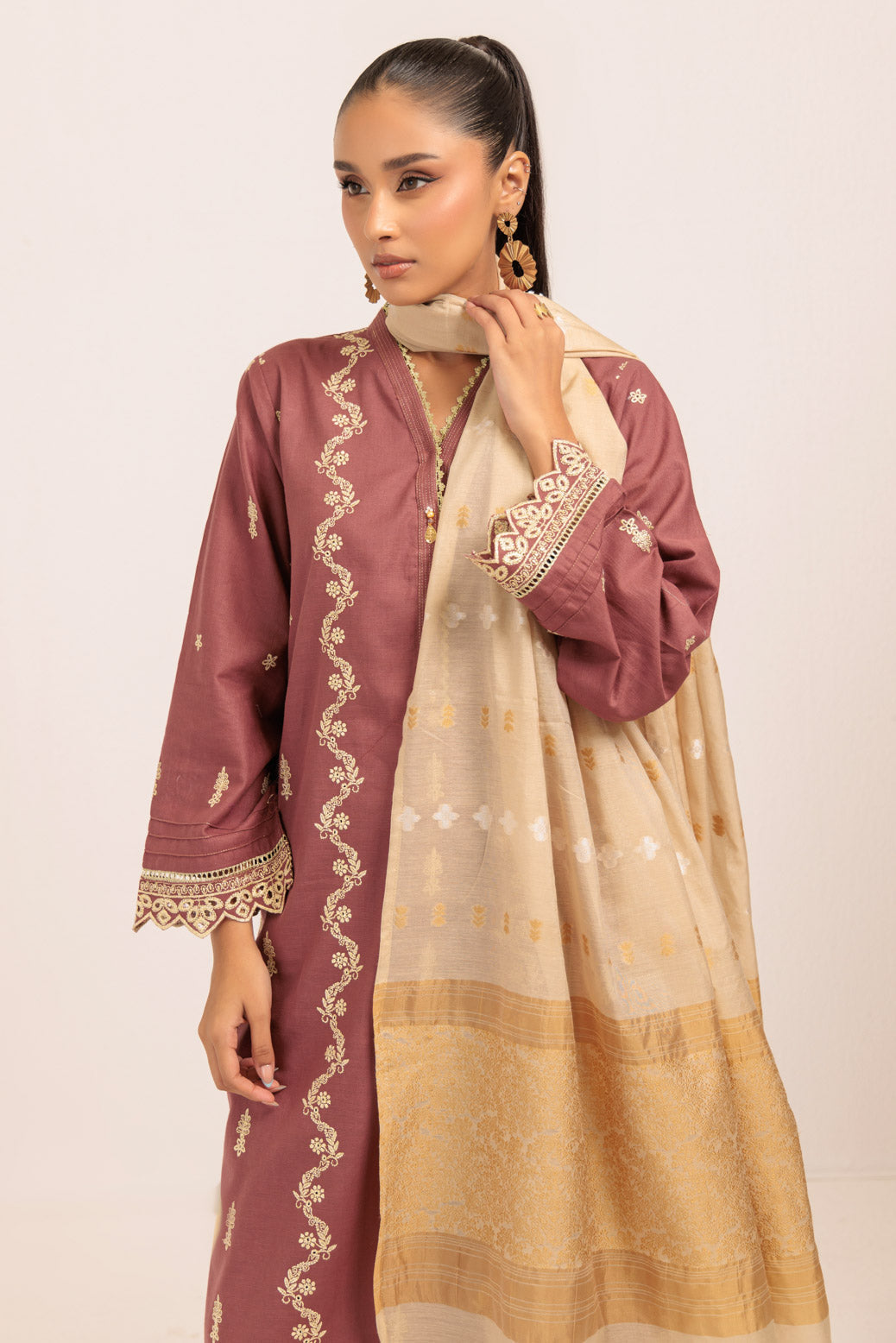 Bonanza Satrangi | Maroon Khaddar 3 Piece (WS6243P21) -  Bonanza Satrangi Ready To Wear - Original Designer Dress - House of Maryam