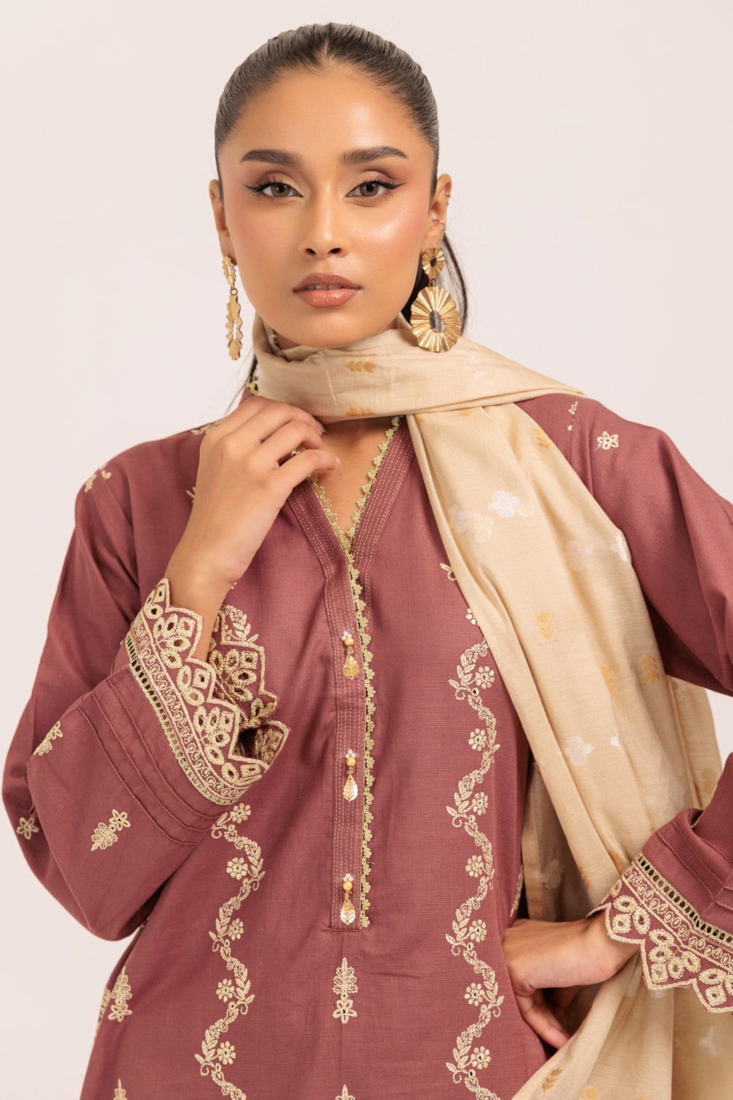 Bonanza Satrangi | Maroon Khaddar 3 Piece (WS6243P21) -  Bonanza Satrangi Ready To Wear - Original Designer Dress - House of Maryam
