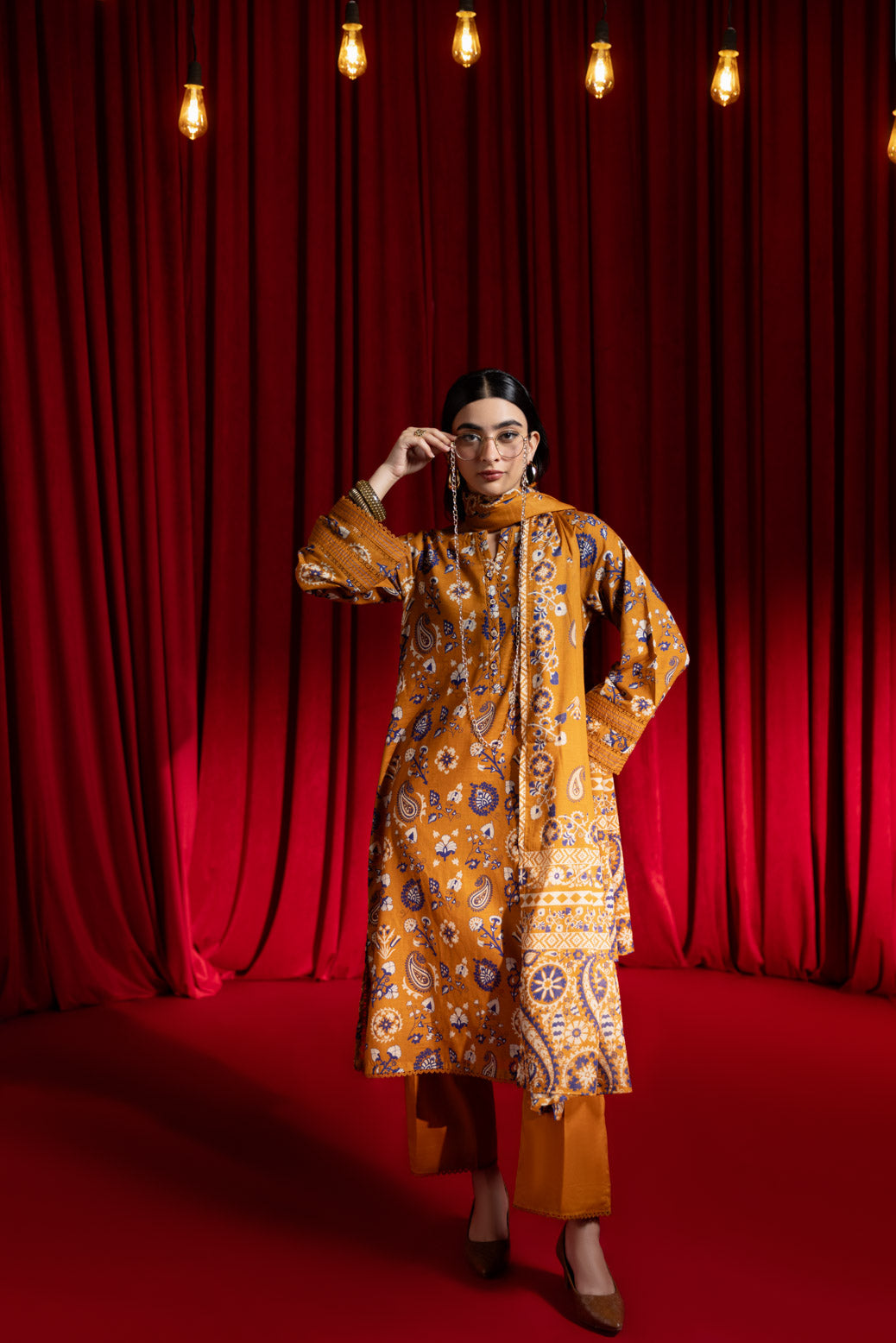 Bonanza Satrangi | Mustard Cambric 3 Piece (WS6243P22) -  Bonanza Satrangi Ready To Wear - Original Designer Dress - House of Maryam