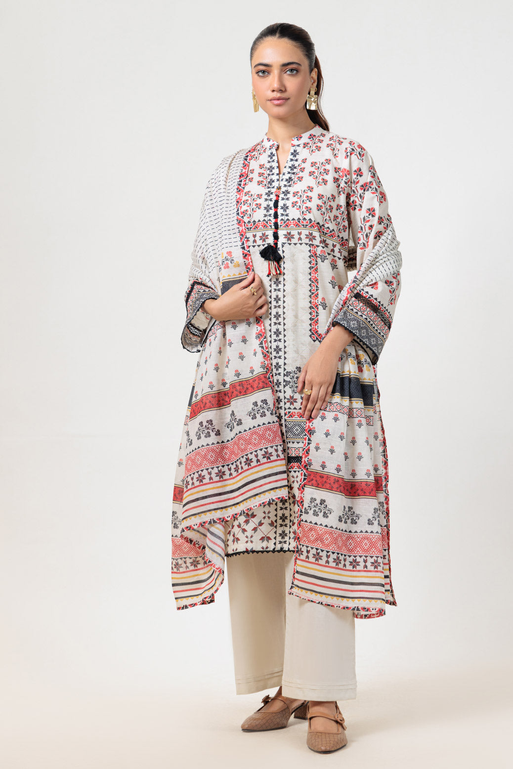 Bonanza Satrangi | Beige Cambric 3 Piece (WS6243P25) -  Bonanza Satrangi Ready To Wear - Original Designer Dress - House of Maryam