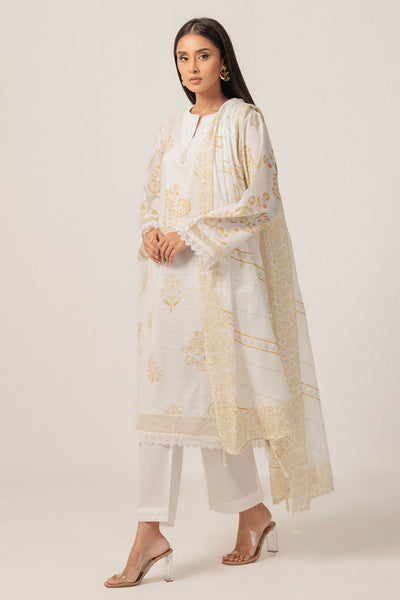 Bonanza Satrangi | O White Cambric 3 Piece (WS6243P27) -  Bonanza Satrangi Ready To Wear - Original Designer Dress - House of Maryam