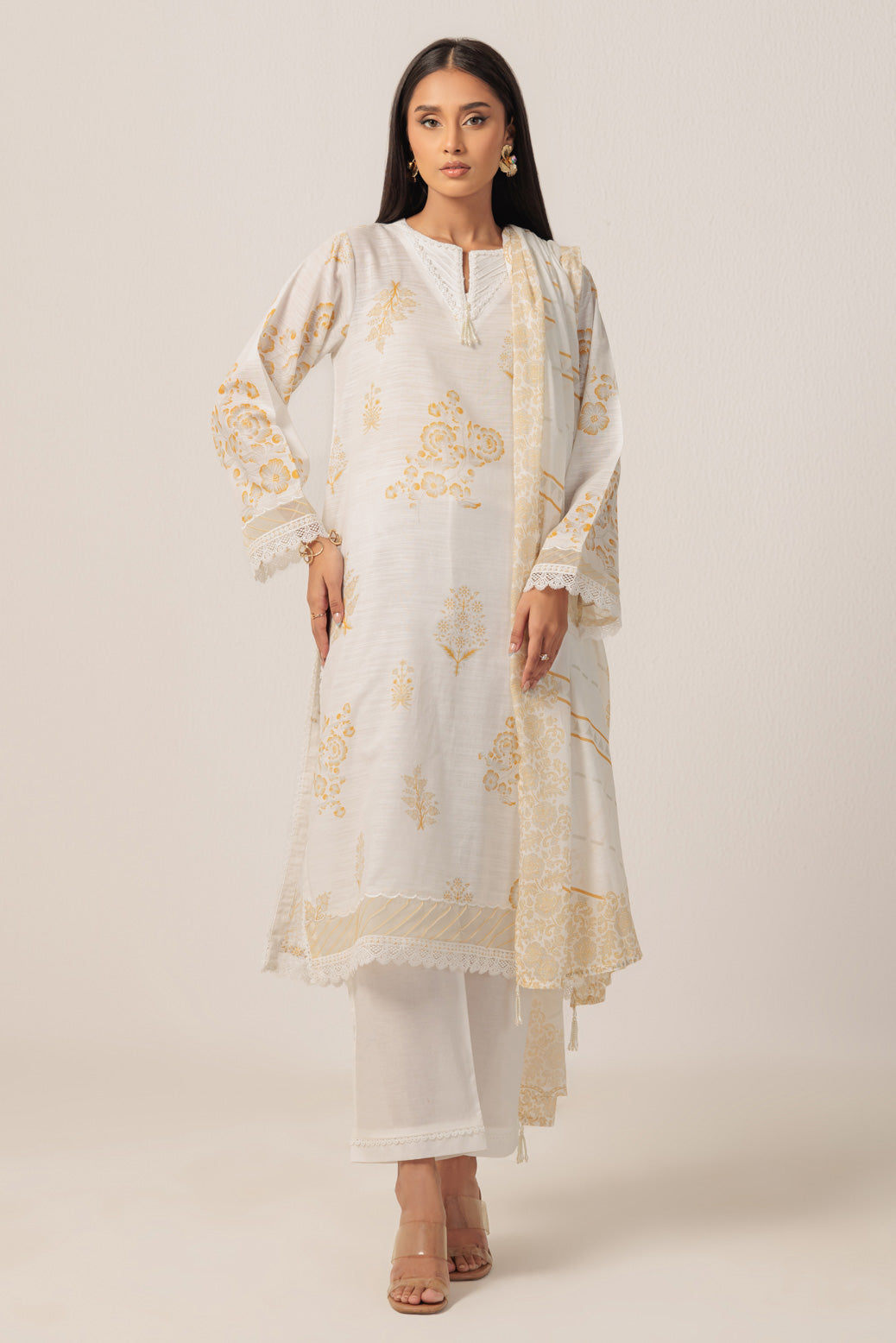 Bonanza Satrangi | O White Cambric 3 Piece (WS6243P27)