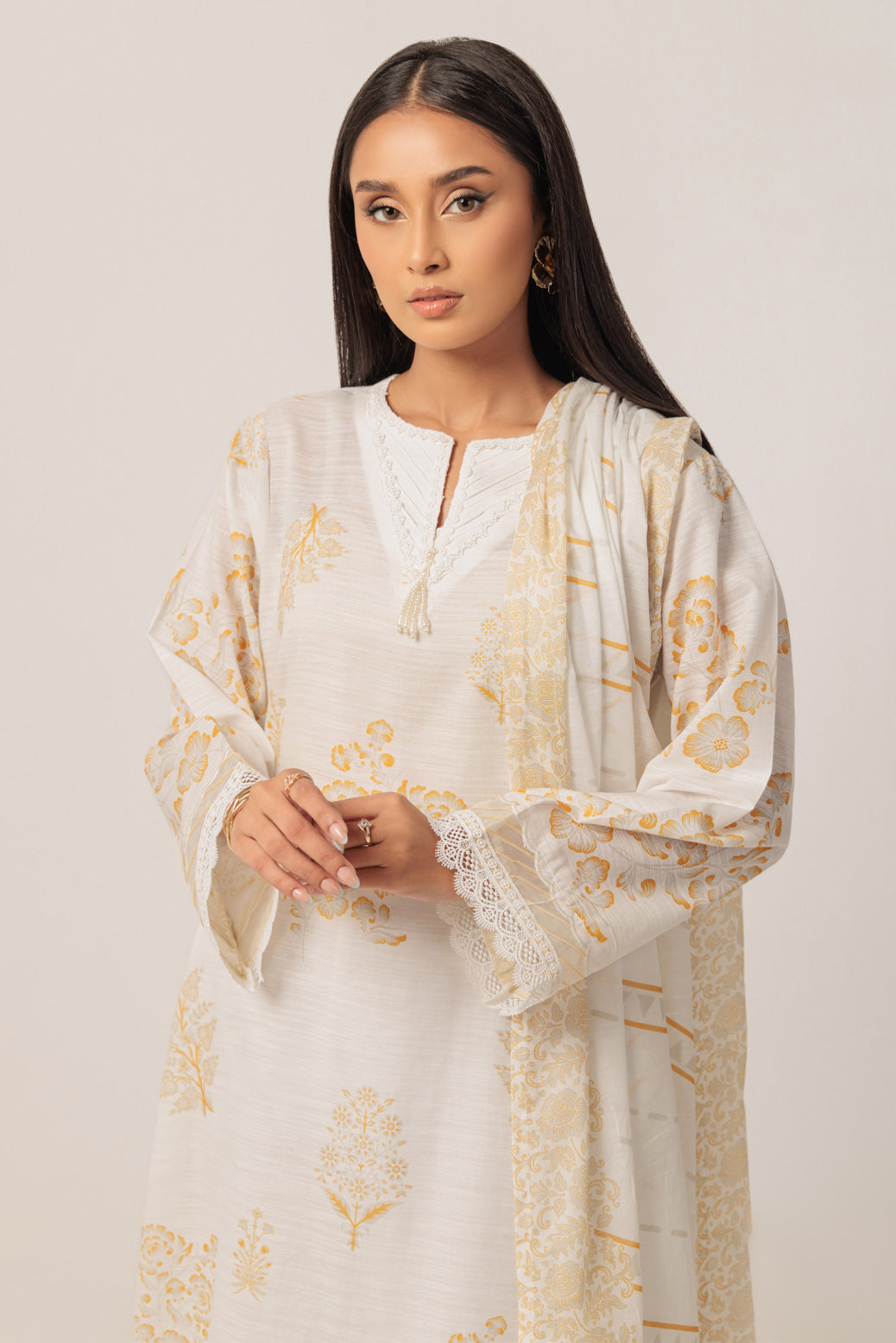 Bonanza Satrangi | O White Cambric 3 Piece (WS6243P27) -  Bonanza Satrangi Ready To Wear - Original Designer Dress - House of Maryam
