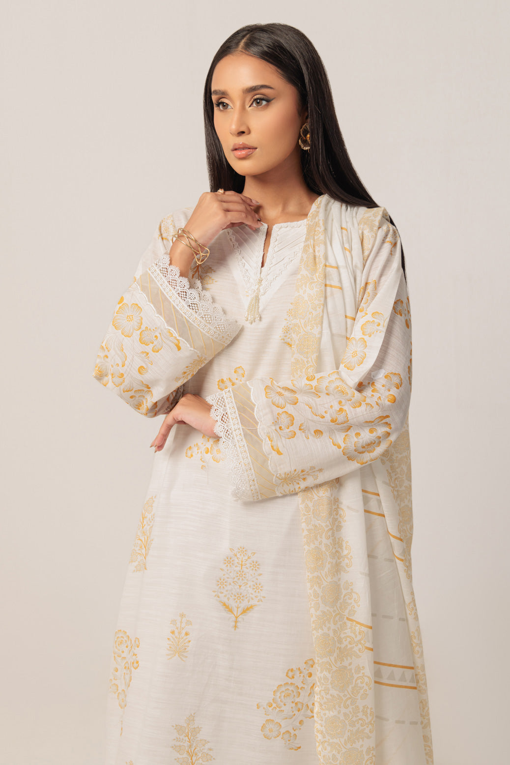 Bonanza Satrangi | O White Cambric 3 Piece (WS6243P27) -  Bonanza Satrangi Ready To Wear - Original Designer Dress - House of Maryam