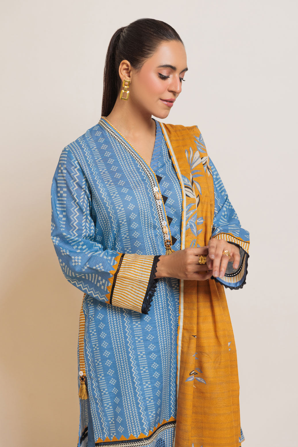 Bonanza Satrangi | Blue Cambric 3 Piece (WS6243P28) -  Bonanza Satrangi Ready To Wear - Original Designer Dress - House of Maryam