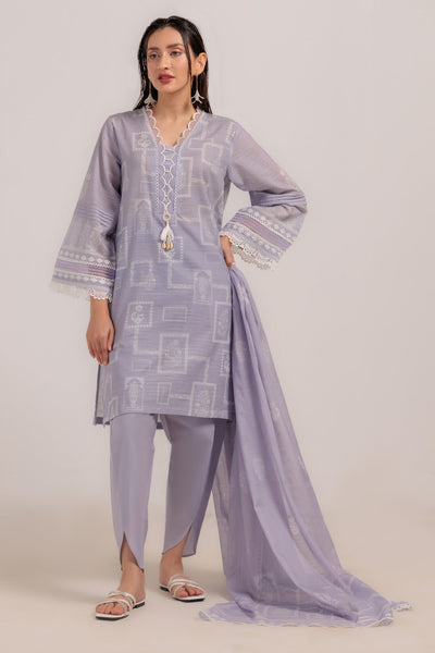 Bonanza Satrangi | Purple Cambric 3 Piece (WS6243P33) -  Bonanza Satrangi Ready To Wear - Original Designer Dress - House of Maryam