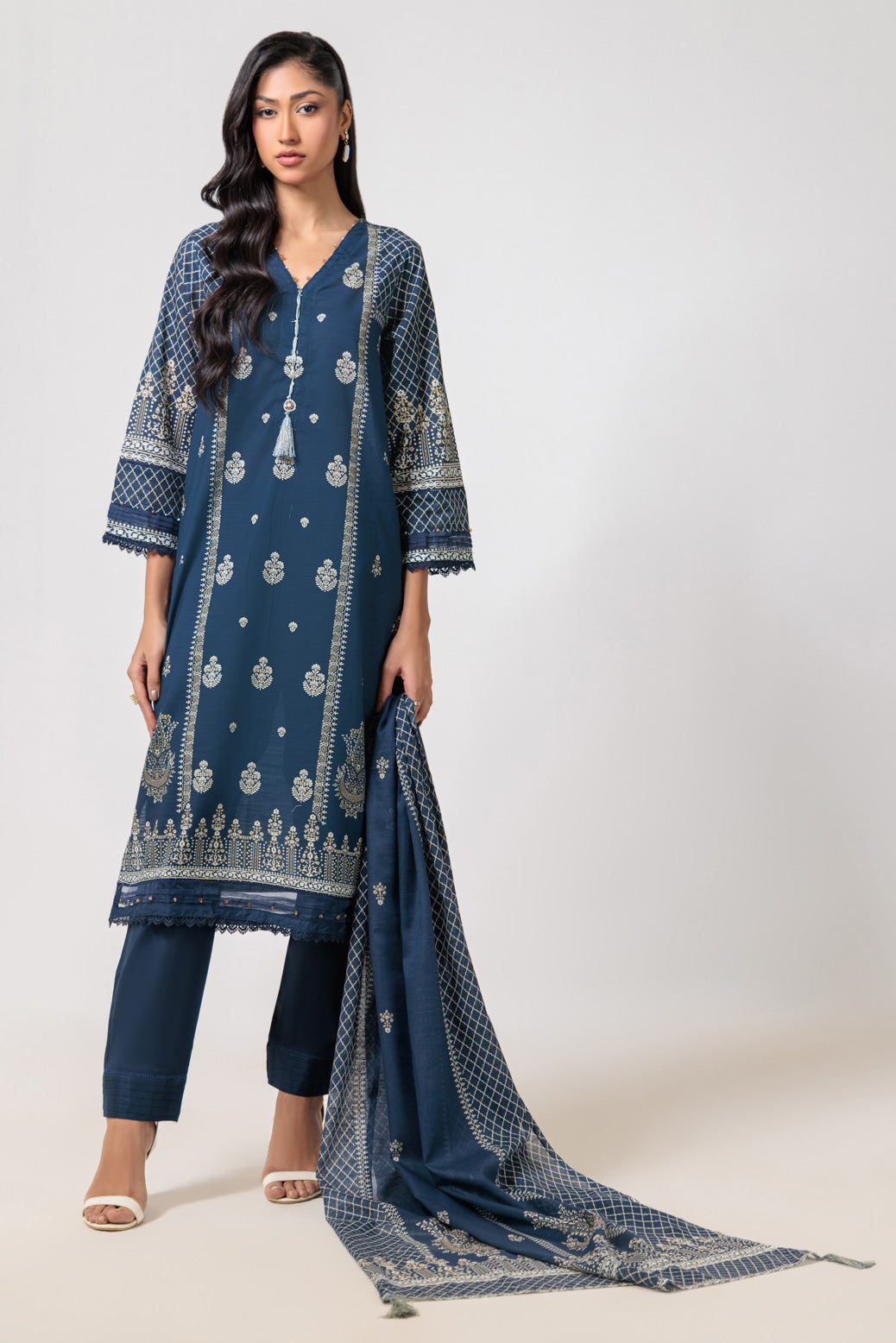 Bonanza Satrangi | Blue Cambric 3 Piece (WS6243P37) -  Bonanza Satrangi Ready To Wear - Original Designer Dress - House of Maryam