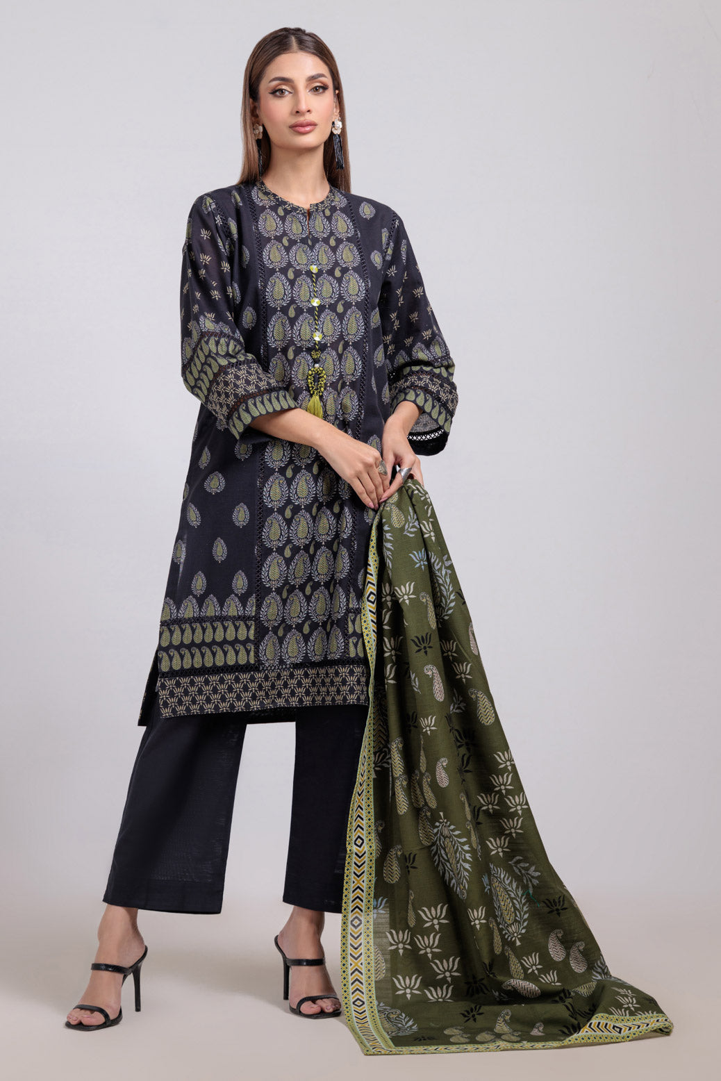 Bonanza Satrangi | Black Khaddar 3 Piece (WS6243P45) -  Bonanza Satrangi Ready To Wear - Original Designer Dress - House of Maryam