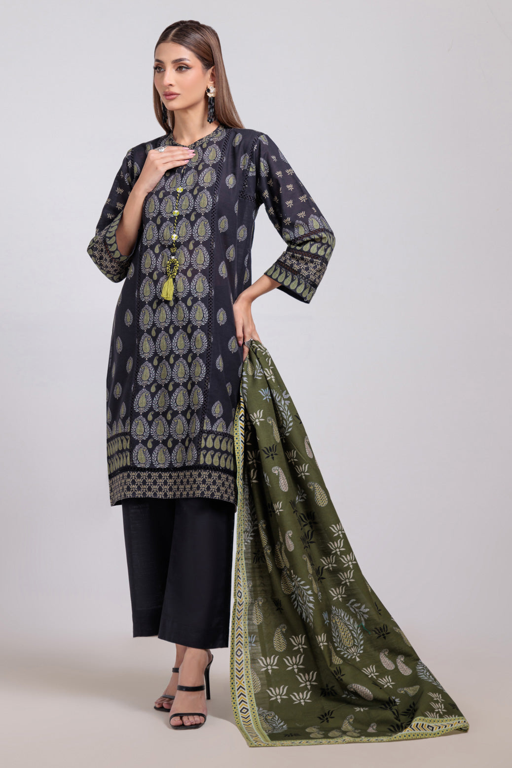 Bonanza Satrangi | Black Khaddar 3 Piece (WS6243P45) -  Bonanza Satrangi Ready To Wear - Original Designer Dress - House of Maryam