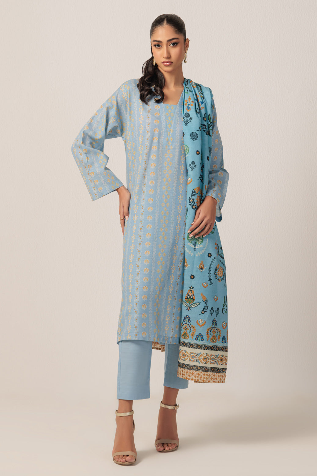 Bonanza Satrangi | Cyan Khaddar 3 Piece (WS6243P49) -  Bonanza Satrangi Ready To Wear - Original Designer Dress - House of Maryam