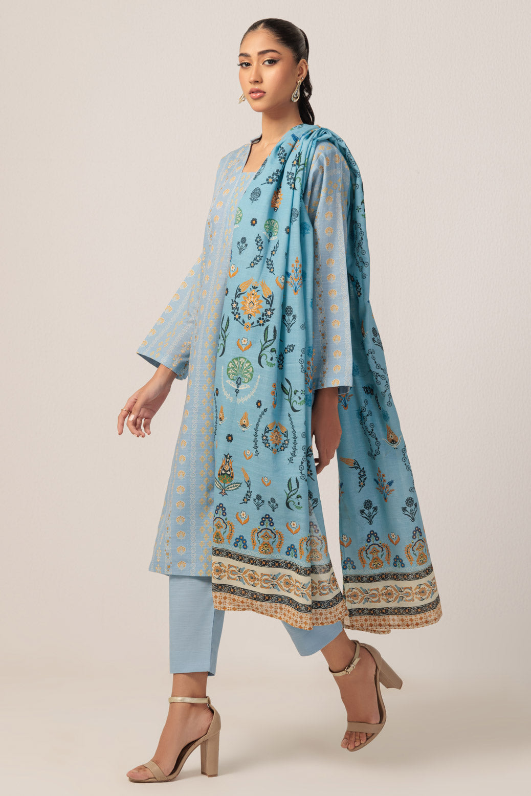 Bonanza Satrangi | Cyan Khaddar 3 Piece (WS6243P49) -  Bonanza Satrangi Ready To Wear - Original Designer Dress - House of Maryam