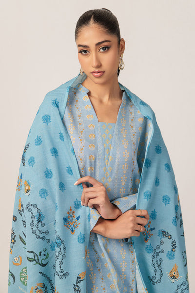 Bonanza Satrangi | Cyan Khaddar 3 Piece (WS6243P49) -  Bonanza Satrangi Ready To Wear - Original Designer Dress - House of Maryam