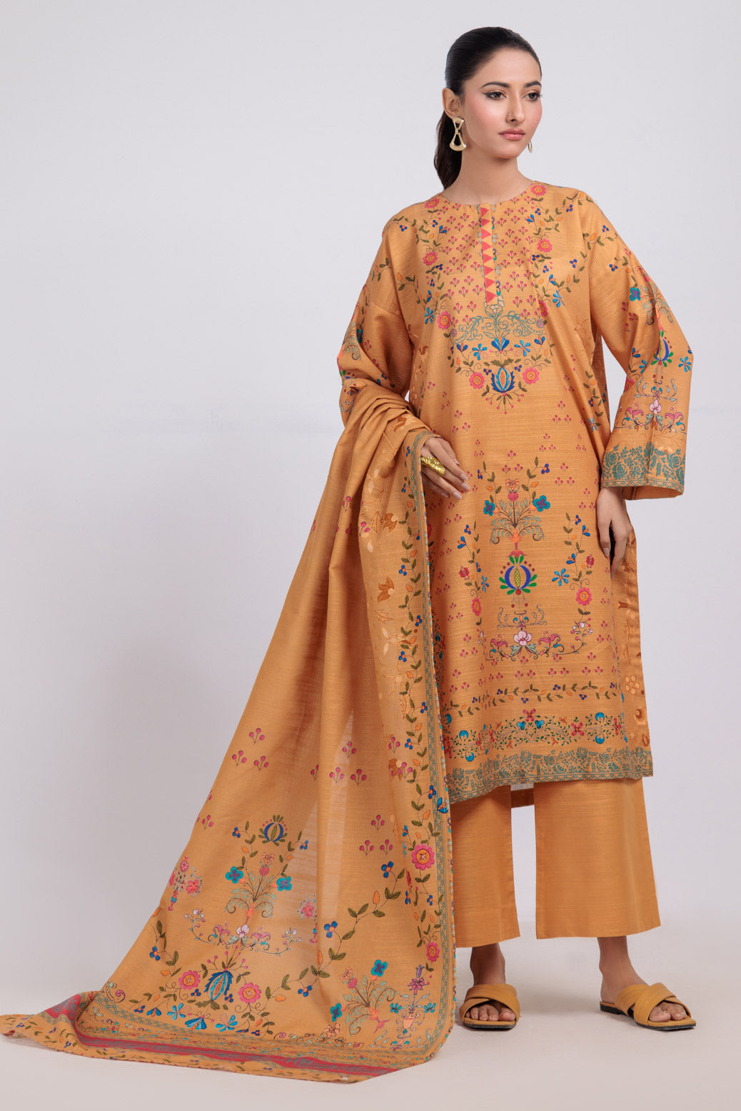 Bonanza Satrangi | Mustard Khaddar 3 Piece (WS6243P51) -  Bonanza Satrangi Ready To Wear - Original Designer Dress - House of Maryam