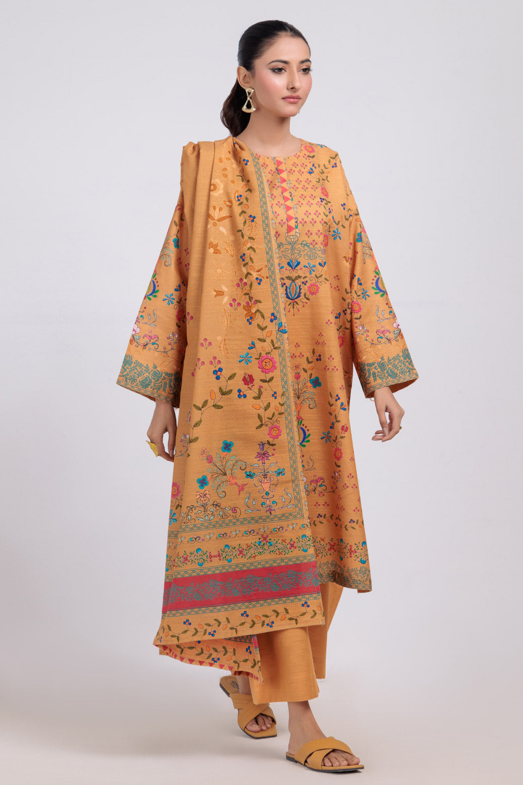 Bonanza Satrangi | Mustard Khaddar 3 Piece (WS6243P51) -  Bonanza Satrangi Ready To Wear - Original Designer Dress - House of Maryam