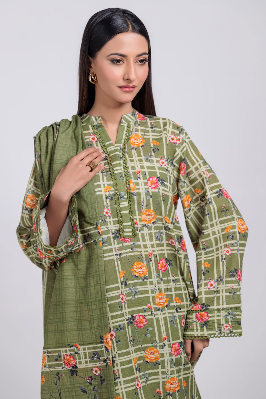 Bonanza Satrangi | Green Khaddar 3 Piece (WS6243P54) -  Bonanza Satrangi Ready To Wear - Original Designer Dress - House of Maryam
