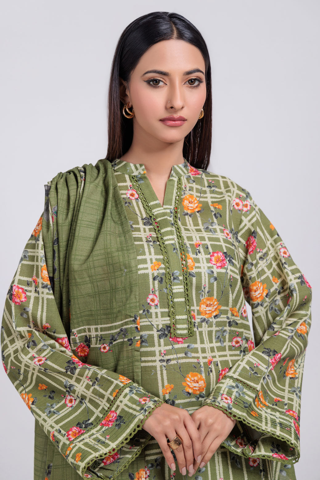 Bonanza Satrangi | Green Khaddar 3 Piece (WS6243P54) -  Bonanza Satrangi Ready To Wear - Original Designer Dress - House of Maryam