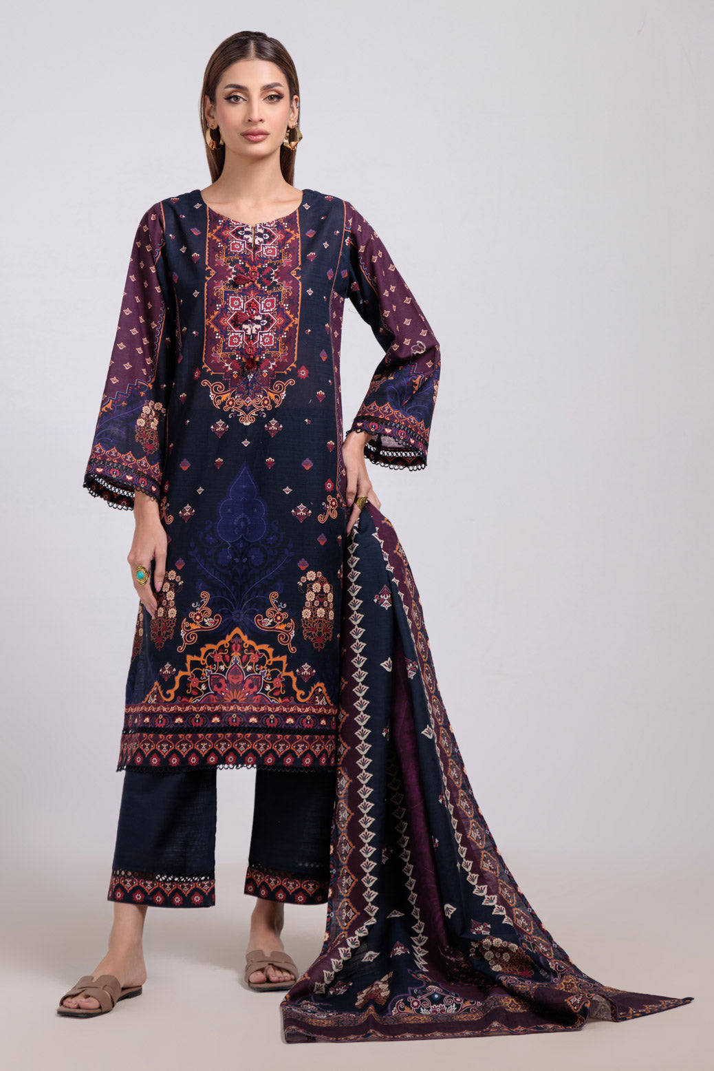Bonanza Satrangi | Black Khaddar 3 Piece (WS6243P56) -  Bonanza Satrangi Ready To Wear - Original Designer Dress - House of Maryam