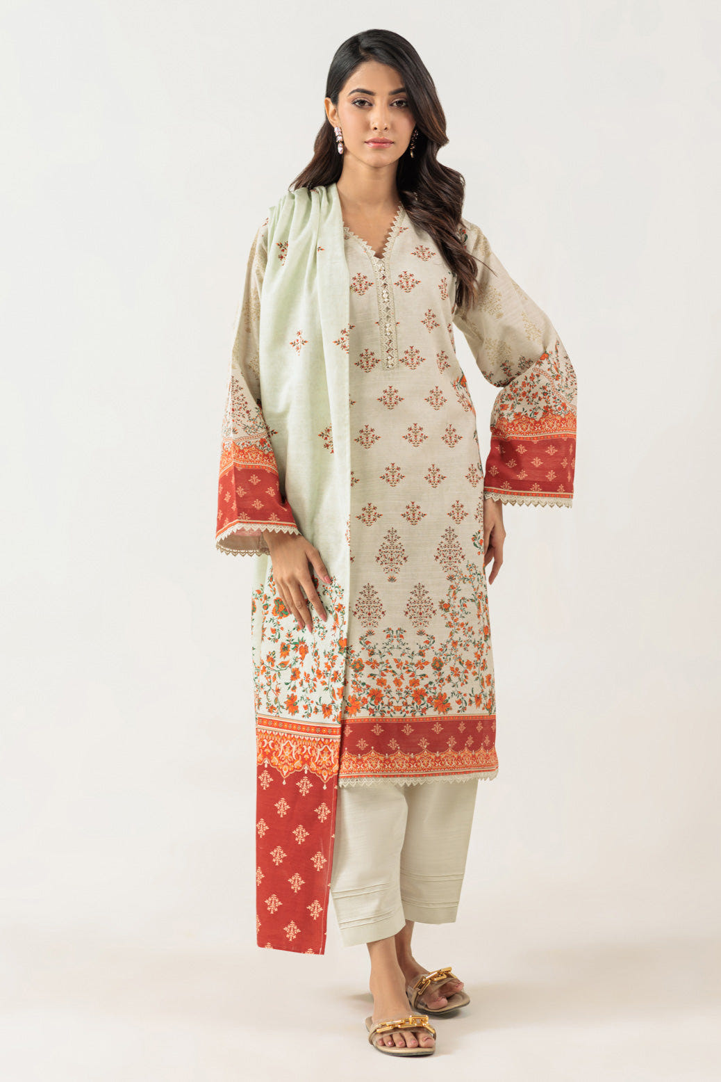 Bonanza Satrangi | Mint Khaddar 3 Piece (WS6243P57) -  Bonanza Satrangi Ready To Wear - Original Designer Dress - House of Maryam