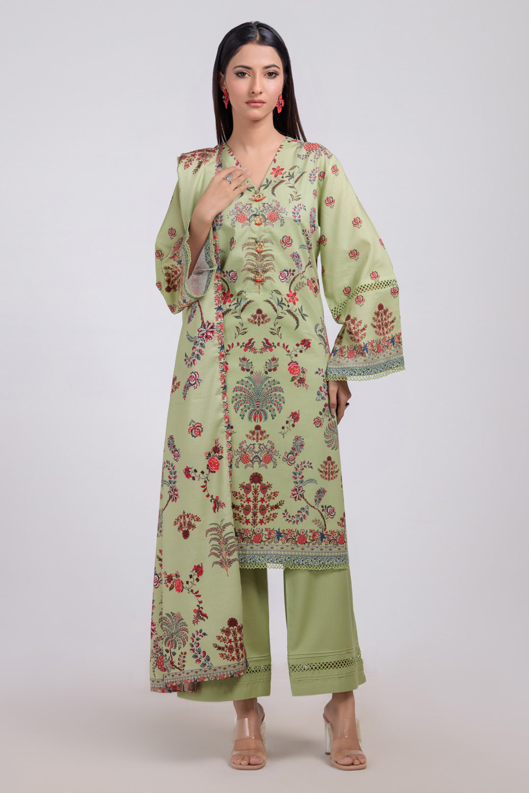 Bonanza Satrangi | Green Viscose 3 Piece (WS6243P63) -  Bonanza Satrangi Ready To Wear - Original Designer Dress - House of Maryam