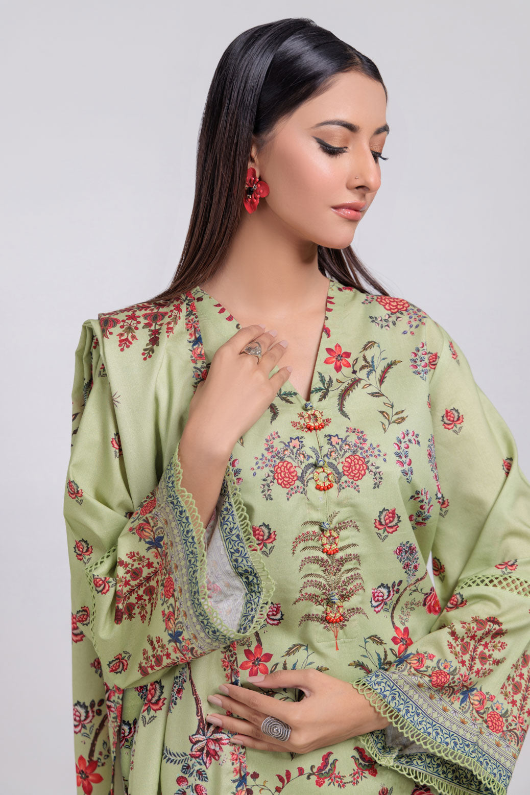 Bonanza Satrangi | Green Viscose 3 Piece (WS6243P63) -  Bonanza Satrangi Ready To Wear - Original Designer Dress - House of Maryam