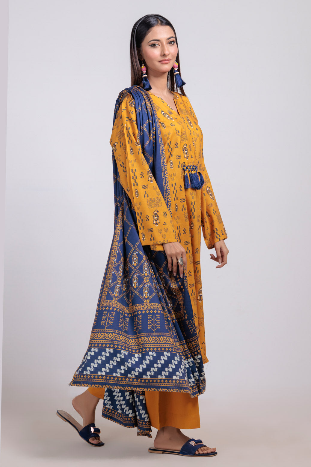 Bonanza Satrangi | Mustard Viscose 3 Piece (WS6243P73) -  Bonanza Satrangi Ready To Wear - Original Designer Dress - House of Maryam