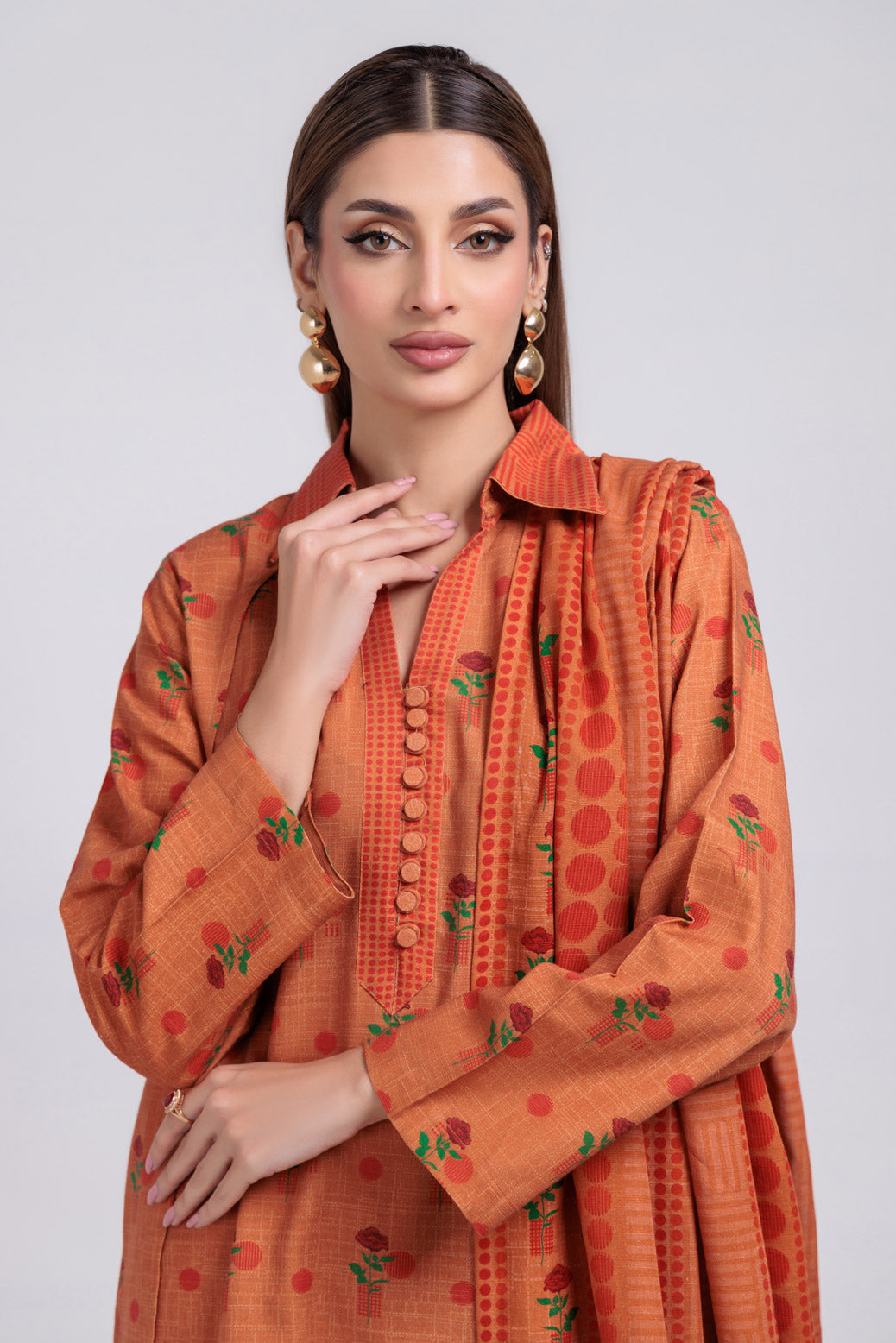 Bonanza Satrangi | Rust Khaddar 3 Piece (WS6243P84) -  Bonanza Satrangi Ready To Wear - Original Designer Dress - House of Maryam